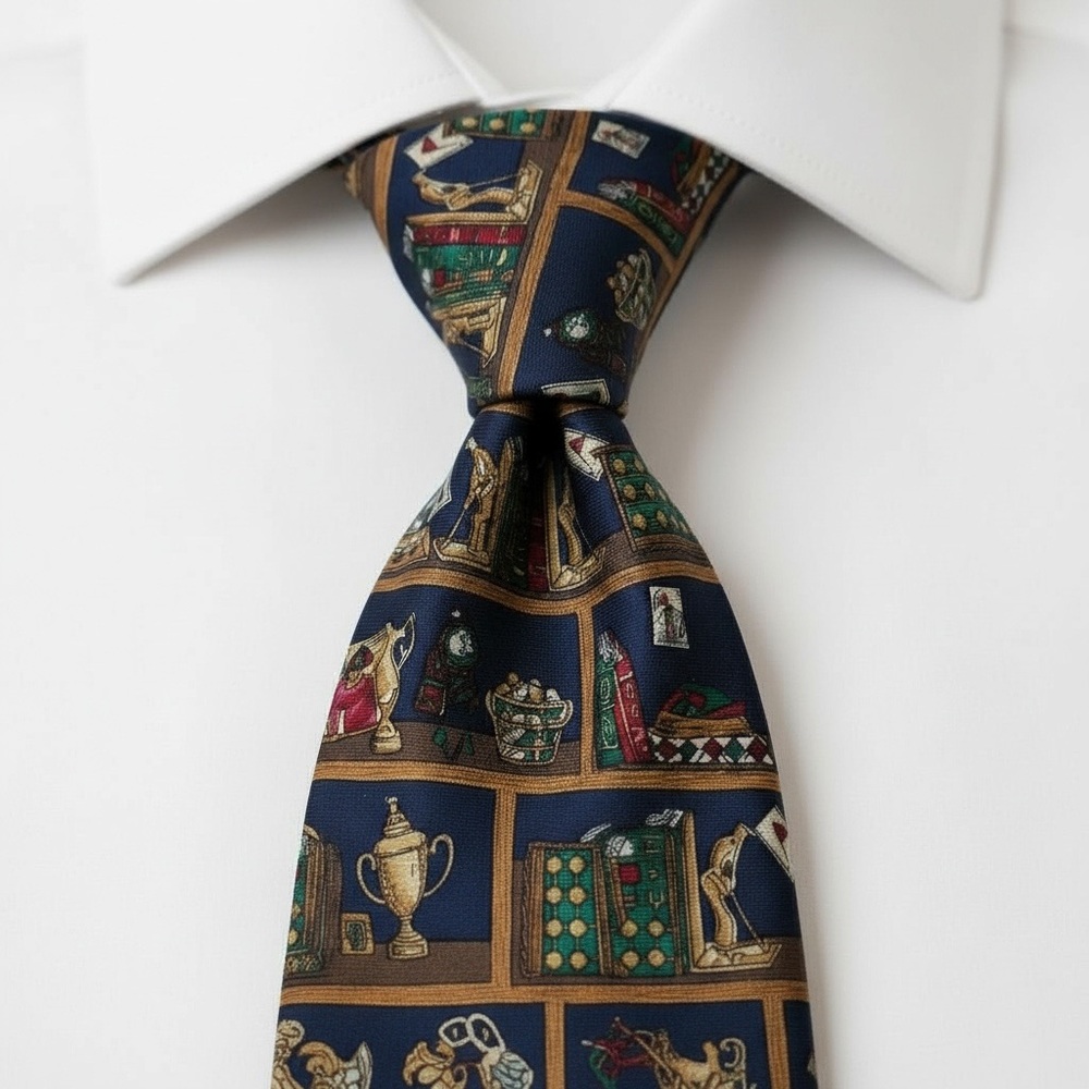 Alynn Neckwear Mens Neck Tie Made in USA 100% Silk Golf Theme Trophy Tee Clubs